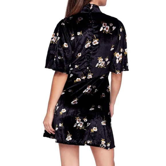 nwt free people be my baby velvet mini dress black size 2 - Picture 2 of 2